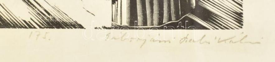 Gáborjáni Szabó Kálmán (1897-1955): Pletyka a kútnál. Linó, papír. Jelzett-. 20x15 cm