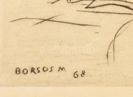 Borsos Miklós (1906-1990): Ébredés. Rézkarc, papír, jelzett, 23x32 cm