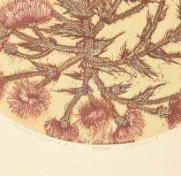 Németh András (1941-): Szürke aszat. Színes linómetszet, papír, jelzett, EA művészpéldány. d: 29 cm ...