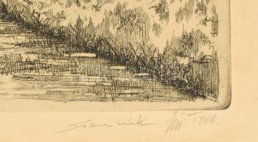 Szennik György (1923-2007): Tapolcai kéményseprők. Rézkarc, papír, jelzett. 30x39 cm