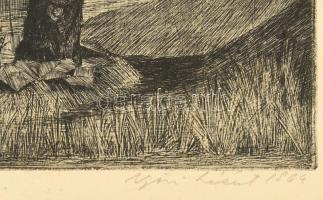 Nyári Lóránt (1928-1982): Ősz a Balatonon. rézkarc, papír, jelzett, 30x38 cm