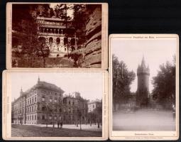 cca 1890 3 db keményhátú kabinetfotó német városképek 11x17 cm / Germany topographie