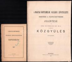 1884-1900 Magyar Bortermelők Országos Szövetkezetének alapszabályai, jelentése és kézzel írt kimutatás, némelyik szakadt.