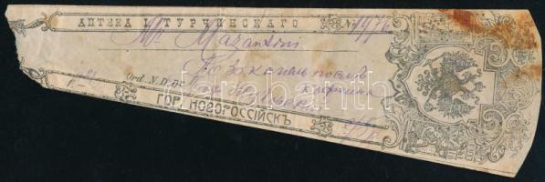 cca 1910 Orosz gyógyszertári recept a cári időkből 22 cm / Russian pharmacy prescription