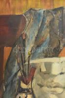 Perlrott Csaba jelzéssel: Csendélet. Olaj, vászon. Dekoratív fakeretben. 80x60 cm