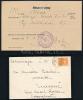 1923 Emil Verneda fiumei kormányfőtanácsos elhunytakor kiadott szanatóriumi számla + egy későbbi bor...