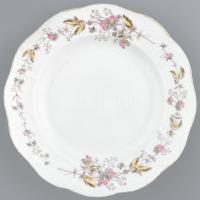 Antik Herendi / Óherendi virágmintás süteményes tányér, masszába nyomott és festett jelzéssel, kopással, d: 20,5 cm