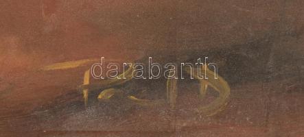 Olvashatatlan jelzéssel: Viharos táj. Olaj, farost. Apró felületi sérülésekkel. 40x67 cm