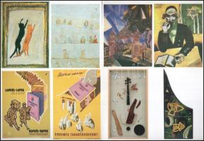 24 db modern művészeti képeslap felvágatlan párokban a Mozgó Világ kiadásában
