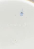 Antik Herendi / Óherendi virágmintás leveses tányér, masszába nyomott és festett jelzéssel, kopással...