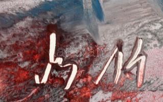 Mezős Béla (1949-): Holdbéli táj (cím nélkül). Maestro aeroszol festék, papír. Jelezve jobbra lent. ...