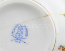 Herendi Viktória mintás bonbonier, kézzel festett, jelzett, alja ragasztott, fedele hibátlan, m: 10 ...