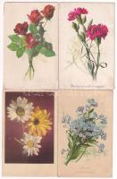 10 db MODERN magyar retro Képzőművészeti Alap virágos képeslap vegyes minőségben / 10 modern retro flower postcards in mixed quality