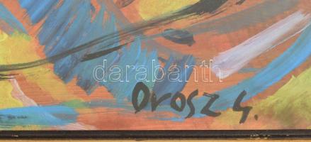 Orosz G jelzéssel: Kompozíció. Olaj, papír. Üvegezett fakeretben. 37x50 cm