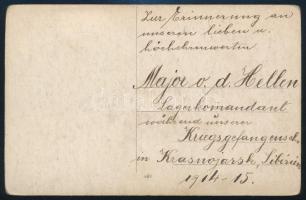 cca 1915 Krasznojarszki hadifogolytábor parancsnok fotólap Major. v. d. Hellen. / Lagerkommandant of...