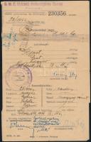 1944 Celldömölk, M. kir. XI. közérdekű Munkaszolgálatos Zászlóalj leszerelési jegy (a hozzá tartozó vasúti szelvényekből egyet felhasználtak)