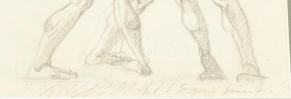 Egry József jelzéssel: Aktok. Ceruza, papír. Kissé sérült. Üvegezett fakeretben. 20,5x33 cm