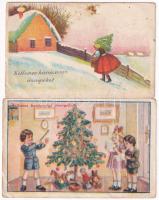 7 db RÉGI karácsonyi üdvözlő képeslap vegyes minőségben / 7 pre-1945 Christmas greeting postcards in mixed quality