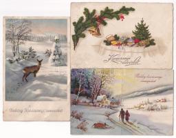 7 db RÉGI karácsonyi üdvözlő képeslap vegyes minőségben / 7 pre-1945 Christmas greeting postcards in...