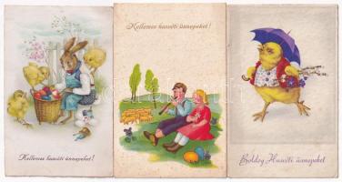 6 db RÉGI húsvéti üdvözlő képeslap vegyes minőségben / 6 pre-1945 Easter greeting postcards in mixed quality