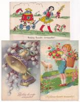 6 db RÉGI húsvéti üdvözlő képeslap vegyes minőségben / 6 pre-1945 Easter greeting postcards in mixed...