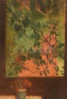 Szüle Péter (1886-1944): Olvasó hölgy portréja. Olaj, vászon, jelzett. Dekoratív fakeretben, 60×50 c...