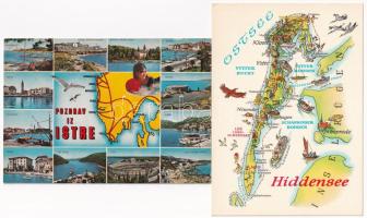 10 db MODERN térképes képeslap / 10 modern map motive postcards
