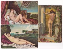 3 db RÉGI erotikus Stengel litho képeslap vegyes minőségben / 3 pre-1945 erotic Stengel litho postcards in mixed quality