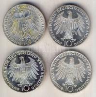 NSZK 1972. 10M Ag (4x) "Olimpia-Sportolók" komplett verdejel-sor T:BU