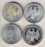 NSZK 1972. 10M Ag (4x) "Olimpia-Sportolók" komplett verdejel-sor T:BU