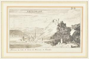 Birken Sigismund: Vicegradi (Visegrád) rézmetszet. cca 1664.105x60 mm Üvegezett keretben