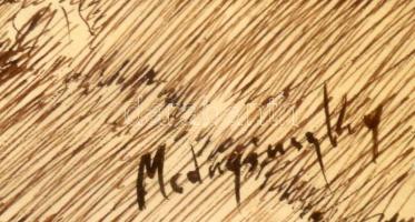 Mednyánszky jelzéssel: Utcarészlet. Tus, papír, üvegezett fakeret, 21x29,5 cm