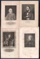 cca 1800 Kb 100 db külföldi arcképes acélmetszet. Hires emberek, politikusok, stb. Lapméret 23x13 cm