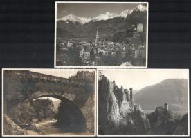 cca 1920-1940 Meran/Merano dél-tiroli település 3 db fotója, 12x17 cm