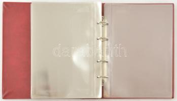 "Banknoten Briefe aus aller Welt" piros, plüssborítású, négygyűrűs album 40db, osztás nélk...