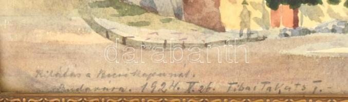Tibai Takáts János (1876-1943): Kilátás a Bécsi kapunál, Budavára, 1924. Akvarell, papír, jelezve ba...