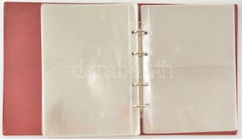 "Münz-Briefe aus aller Welt" piros, plüssborítású, négygyűrűs album 40db, kettes osztású b...