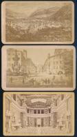 cca 1880 A regensburgi Walhalla csarnok fotója, keményhátú fotó, Regensburg, Johann Laifle műterméből, 10x6 cm. + cca 1870 Trento, G. B. Unterweger 2 db fénnyomatokat ábrázoló keményhátú fotója, 10x6 cm