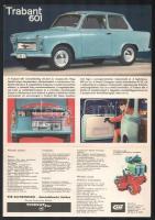 1964 Trabant 601, kihajtható, képekkel illusztrált, magyar nyelvű ismertető prospektus. VEB Sachsenr...