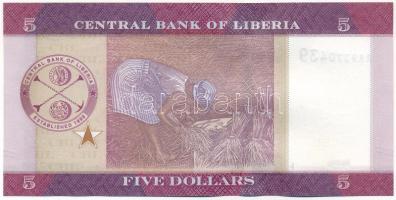 Libéria 2016. 5$ "AA 9370439" T:UNC Liberia 2016. 5 Dollars "AA 9370439" C:UNC K...