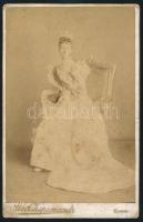 cca 1893 Mária Lujza Bourbon-parmai hercegnő, bolgár fejedelemasszony (1870-1899), I. Ferdinánd (1861-1948) bolgár fejedelem (majd cár) felesége, keményhátú fotó, foltos, a sarkain kopásnyomokkal, 21x14 cm   cca 1893 Board photo of Princess Maria Luisa of Bourbon-Parma (1870-1899), wife of I. Ferdinand of Bulgaria (1861-1948), board photo, spotty, worn, 21x14 cm