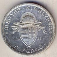 1938. 5P Ag "Szt. István" T:2 ph