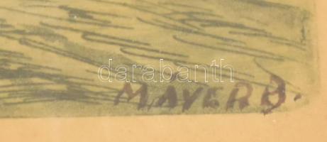 Máyer B jelzéssel: Lovaskocsi. Rézkarc, papír. Üvegezett fakeretben. Lap széle foltos. 30×31,5 cm