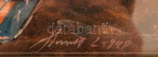 Olvashatatlan jelzéssel: Enteriőr, 1948. Tempera, papír. Üvegezett fakeretben. 35×50 cm