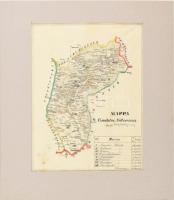 Mappa Comitatus Nitriensis, Nyitra vármegye térképe. XIX. sz vége. Kézzel rajzolt. hártyapapíron 24x30 cm / Map of Csallóköz Schütt county hand drawn