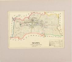 Mappa Comitatus Liptoviensis, Liptó vármegye térképe. XIX. sz vége. Kézzel rajzolt. hártyapapíron 24x30 cm / Map of Csallóköz Schütt county hand drawn