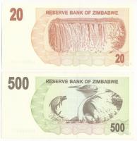 Zimbabwe 2006. 20D + 500D T:UNC
Zimbabwe 2006. 20 Dollars + 500 Dollars C:UNC