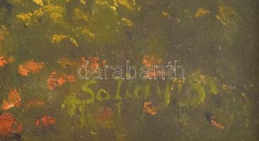 Sallay S. jelzéssel: Hazafelé. Olaj, papír. Dekoratív, sérült fakeretben. 29×39 cm