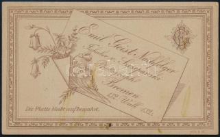 cca 1890-1900 Velocipéd kerékpár fotója, keményhátú fotó, Bremen, Emil Geist Nachfolger, 10x6 cm/
c...