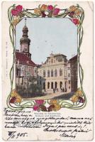 1905 Sopron, Városház és Várostorony. Kummert L. 176. No. 199. Art Nouveau floral (szakadások / tears)